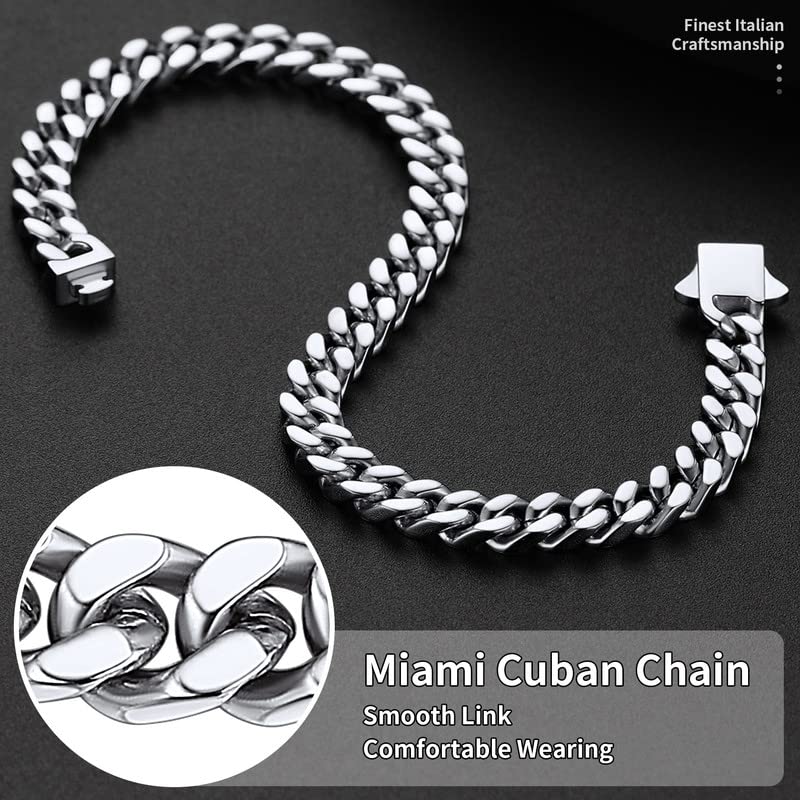 Black Stainless Steel Curb Chain Bracelet for Men, 5mm 9.0"