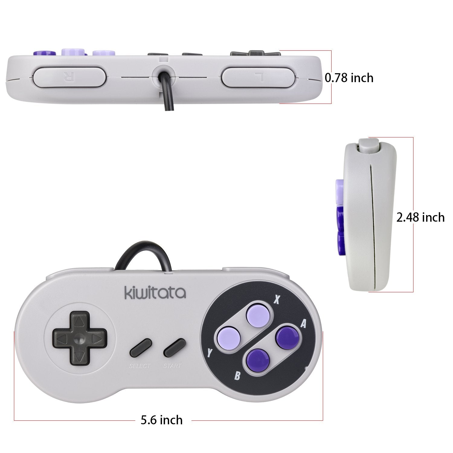 KIWITATA 2X Classic SNES USB Controller for Retro Gamings, SNES Wired USB Joypad Game Controller for Windows PC Mac Raspberry Pi