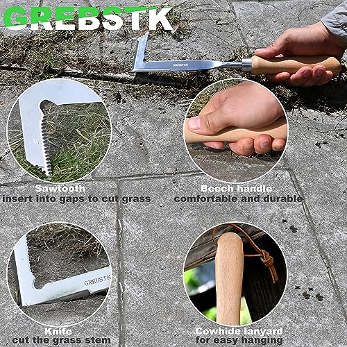 GREBSTK Crack Weeder Crevice Weeding Tool Manual Weeder Beech Handle Lawn Yard Gardening Tool