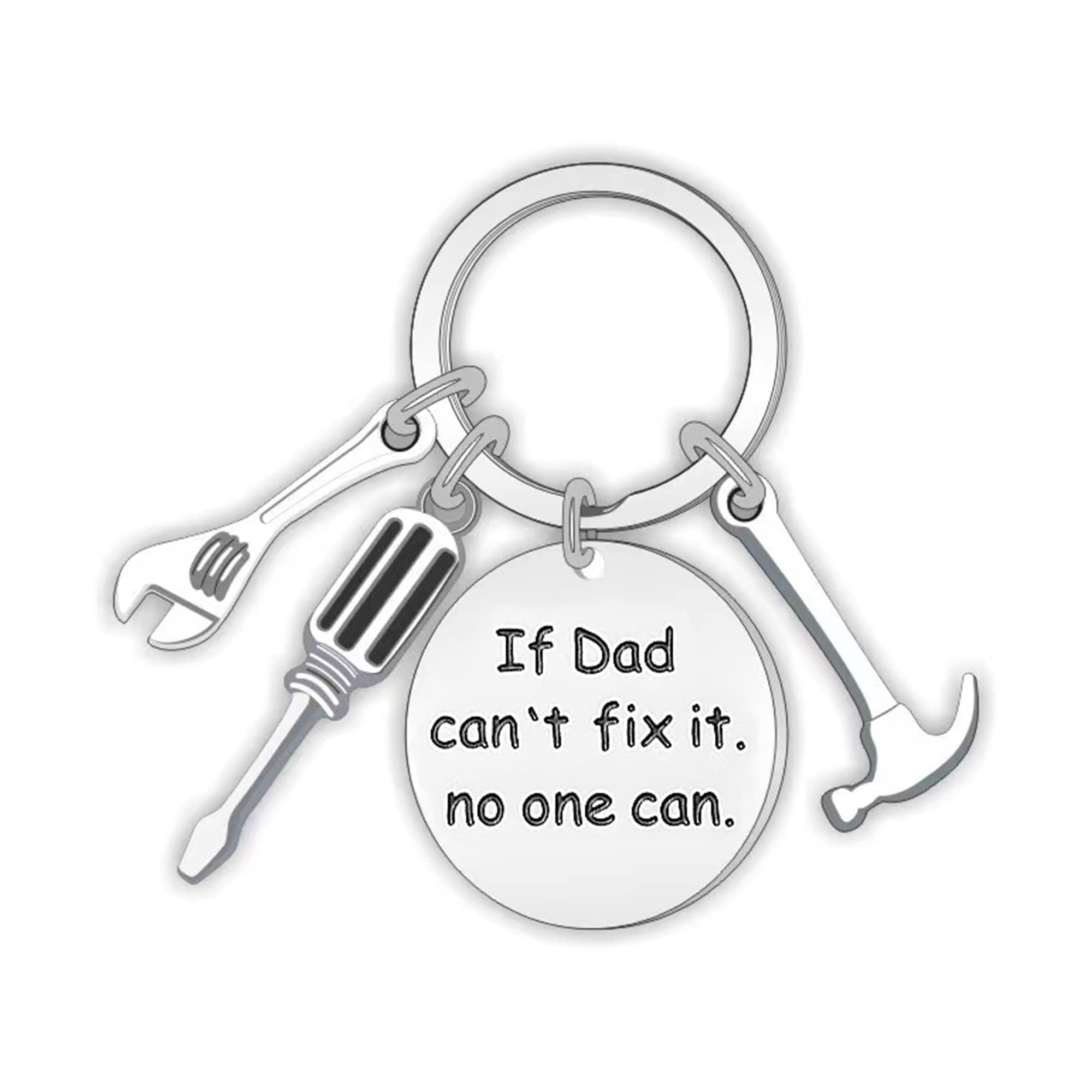 LEQIEC Father’s Day Gifts Dad Grandpa Uncle Keychain from Grandson Granddaughter Kids Niece Birthday Christmas Gifts for Men (If Dad Can't Fix It, No One Can)