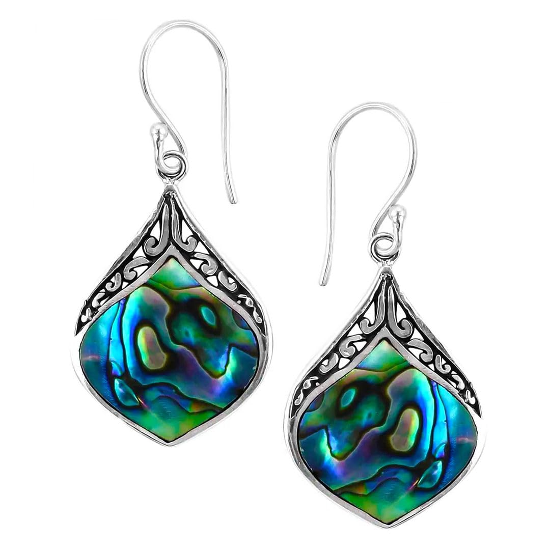 Shop LC Boho Handmade Abalone Shell Dangle Drop Earrings Beach Vintage Jewelry 925 Sterling Silver Medium Unique Gifts for Women Costume Jewelry for Women Birthday Gifts