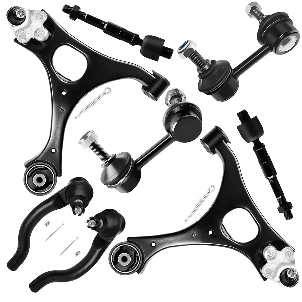 SCITOO 8pcs Front Suspension Kit - 2 Lower Control Arm And Ball Joint 2 Sway Bar Links Front 2 Outer 2 Inner Tie Rod End Links Fit For Honda Civic 2006 2007 2008 2009 2010 2011 Coupe Sedan 1.8L