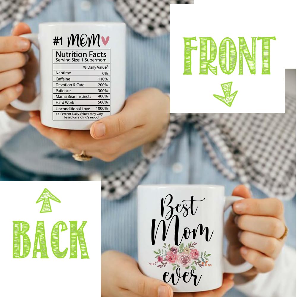 CATABUBU Birthday Gift for Mom, Best Mom Ever Mug 11oz, Fun Mom Nutritional Facts Mug Gift, Funny Unique Gift Idea for Mom from Son Daughter Kids, Appreciation Gifts for Mother, Christmas Gift For Mom