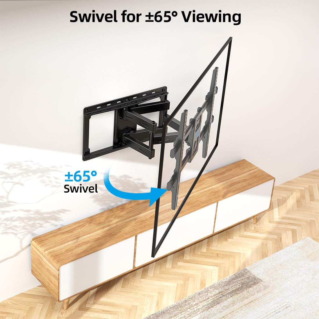 HOME VISION Full Motion TV Wall Mount for Most 32-85 inch TVs up to132lbs, Wall Mount TV Bracket Dual Articulating Arms, Swivel, Tilting, Leveling TV Mount, Max VESA 600x400mm, Fits 8"12"16" Wood Stud