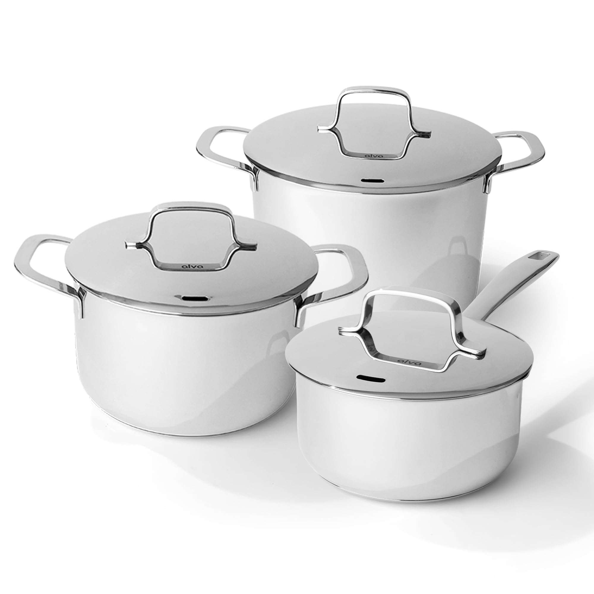 Alva Maestro Professional Stainless Steel Cookware Set - Premium Stock Pot & Saucepan with Lids - Non-Toxic, PFAS/PFOA/PTFE-Free Kitchen Essentials - Induction & All Stovetop Compatible - Oven Safe