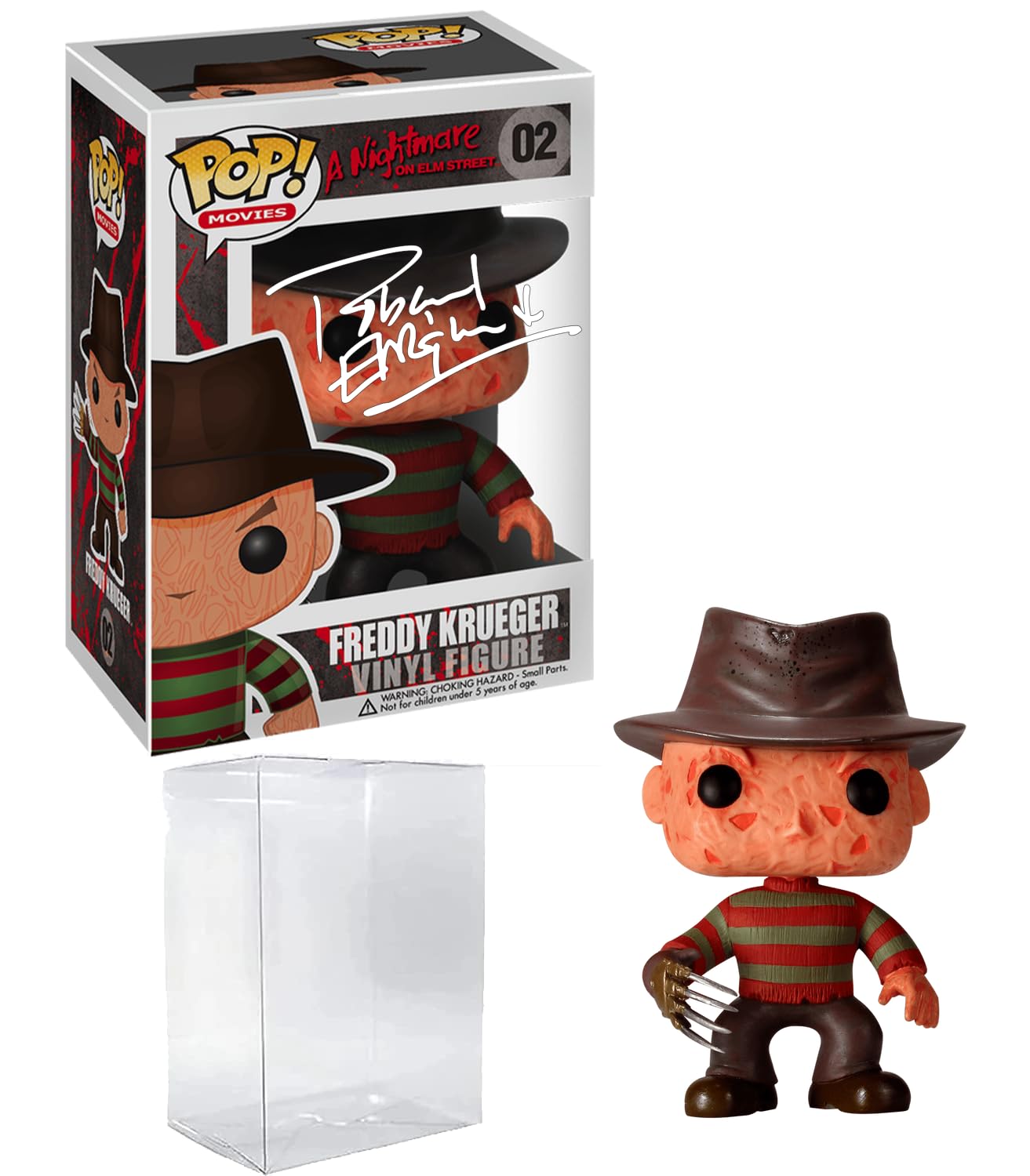Robert Englund Freddy Krueger #02 Nightmare on Elm Street Facsimile Signed Reprint Laser Autographed Funko POP! Movies Figurine with Protector Case