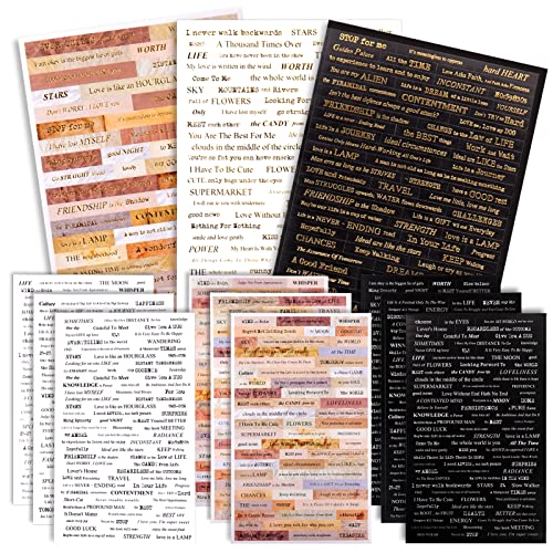 Juome 12 Sheet Quote Stickers for Journaling, Scrapbooking Supplies, Words Phrases Stickers for Junk Journal Aesthetic