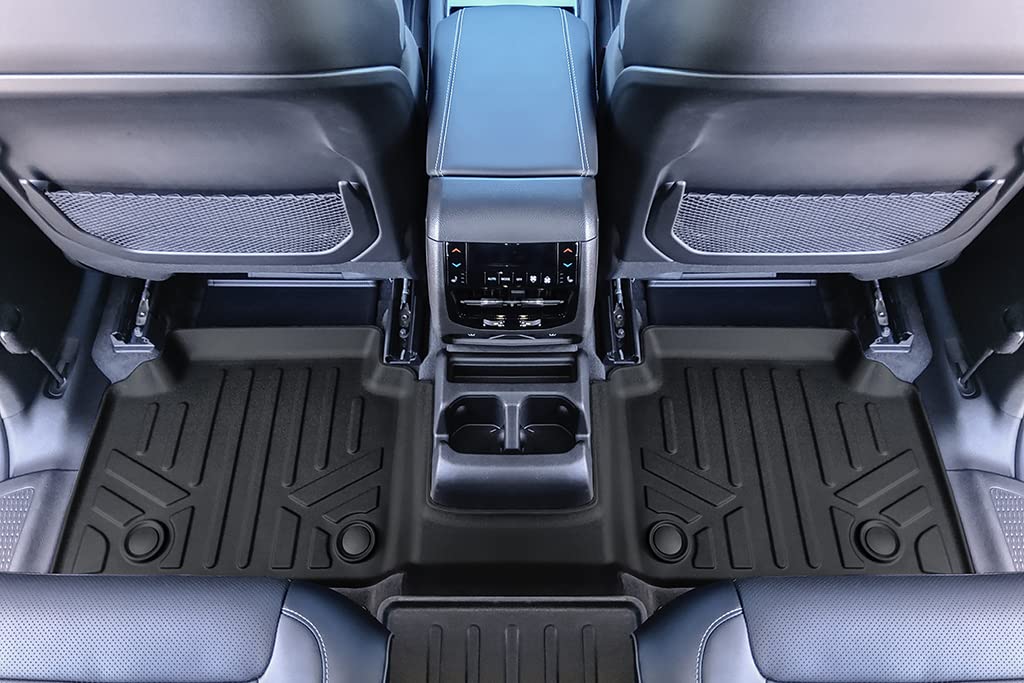SMARTLINER All Weather Custom Fit Black 3 Row & Cargo Liner Behind The 3rd Row Floor Mat Liner Set Compatible with 2021-2023 Jeep Grand Cherokee L with 2nd Row Bucket Seats with Center Console