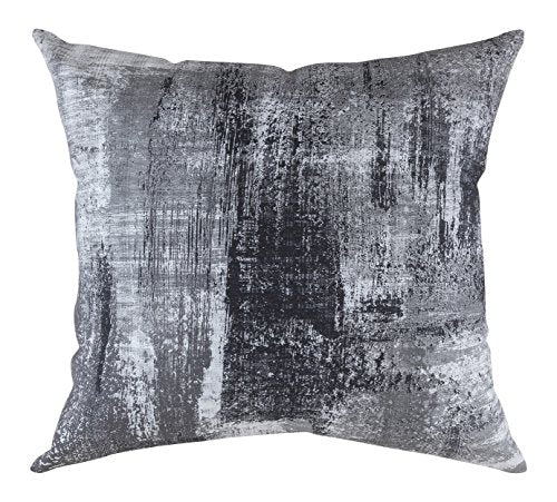 TreeWool 2 Pack Brush Art Accent Decorative Cotton Throw Pillow Covers (16 x 16 Inches, Black & Gray)
