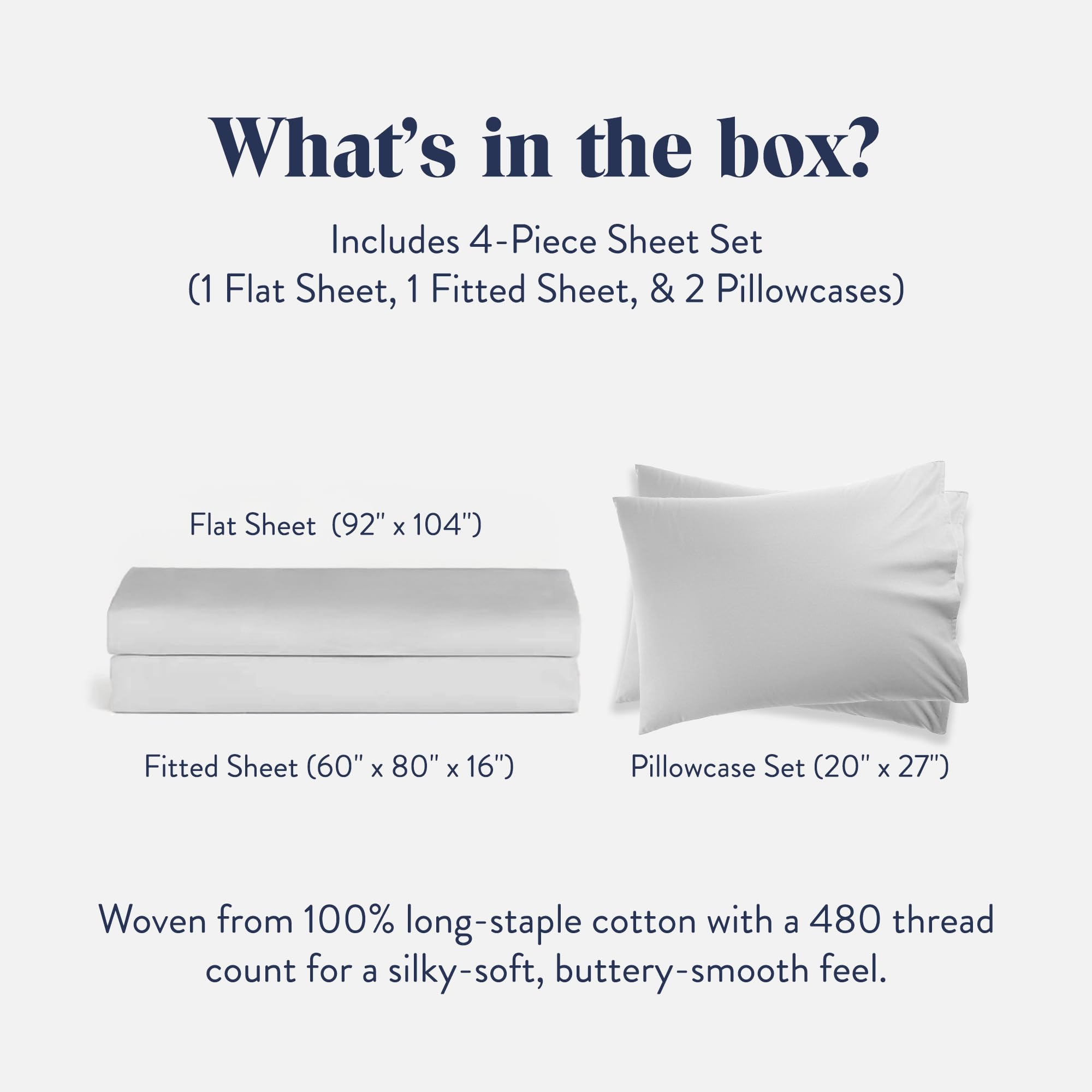 Brooklinen Luxury Sateen 4 Piece Sheet Set - 100% Cotton Bed Sheets, Soft & Durable Queen Size Sheets Set in White, Oeko-TEX Certified Bedding Set, 1 Fitted Sheet, 1 Flat Sheet, 2 Pillowcases