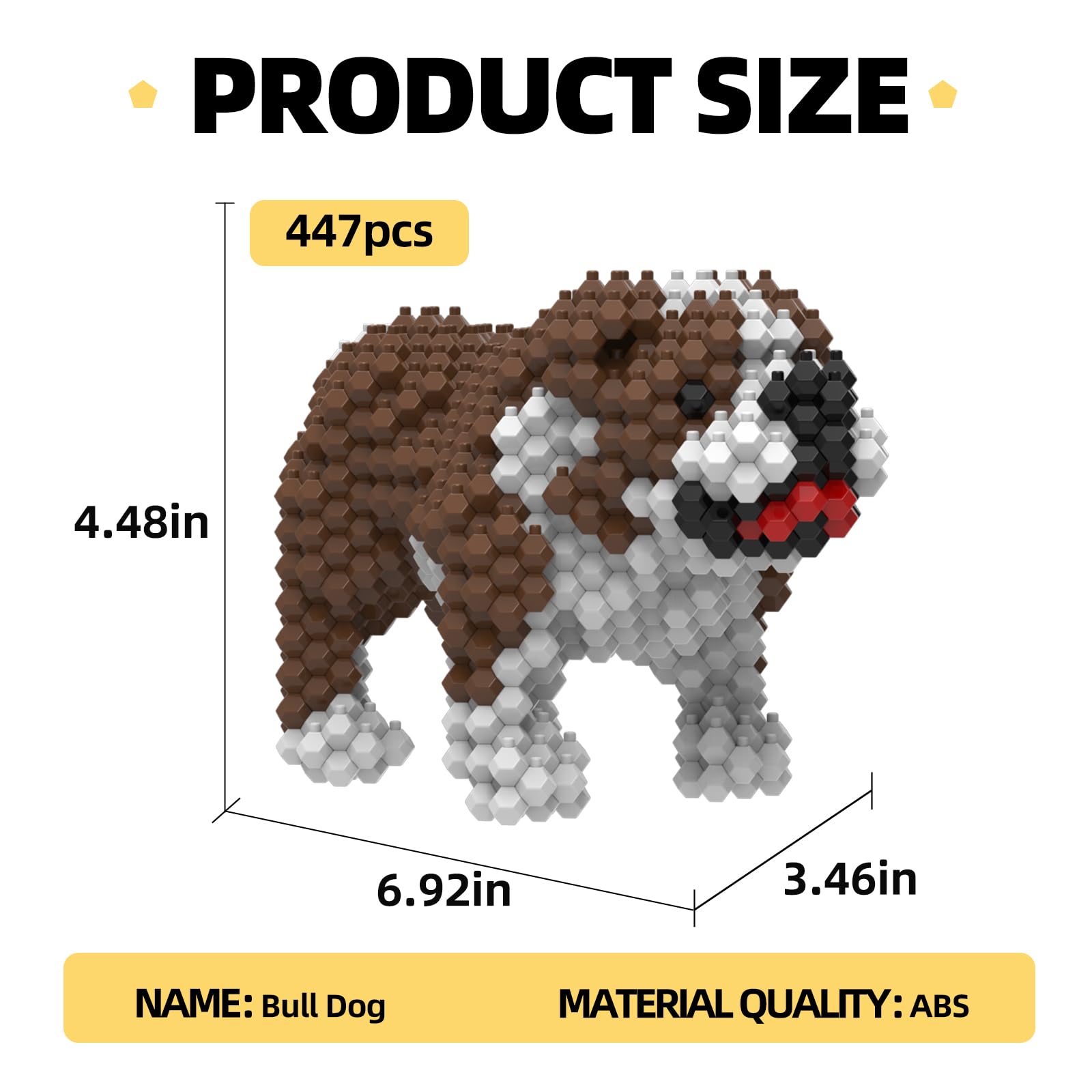 KADELE Cute Dog Building Animal Sets, Extremely Challenging STEM Building Blocks Decor for Adults Kids, Micro 3D Educational Toys for Boys Girls Ages 8 and Up,Bulldog