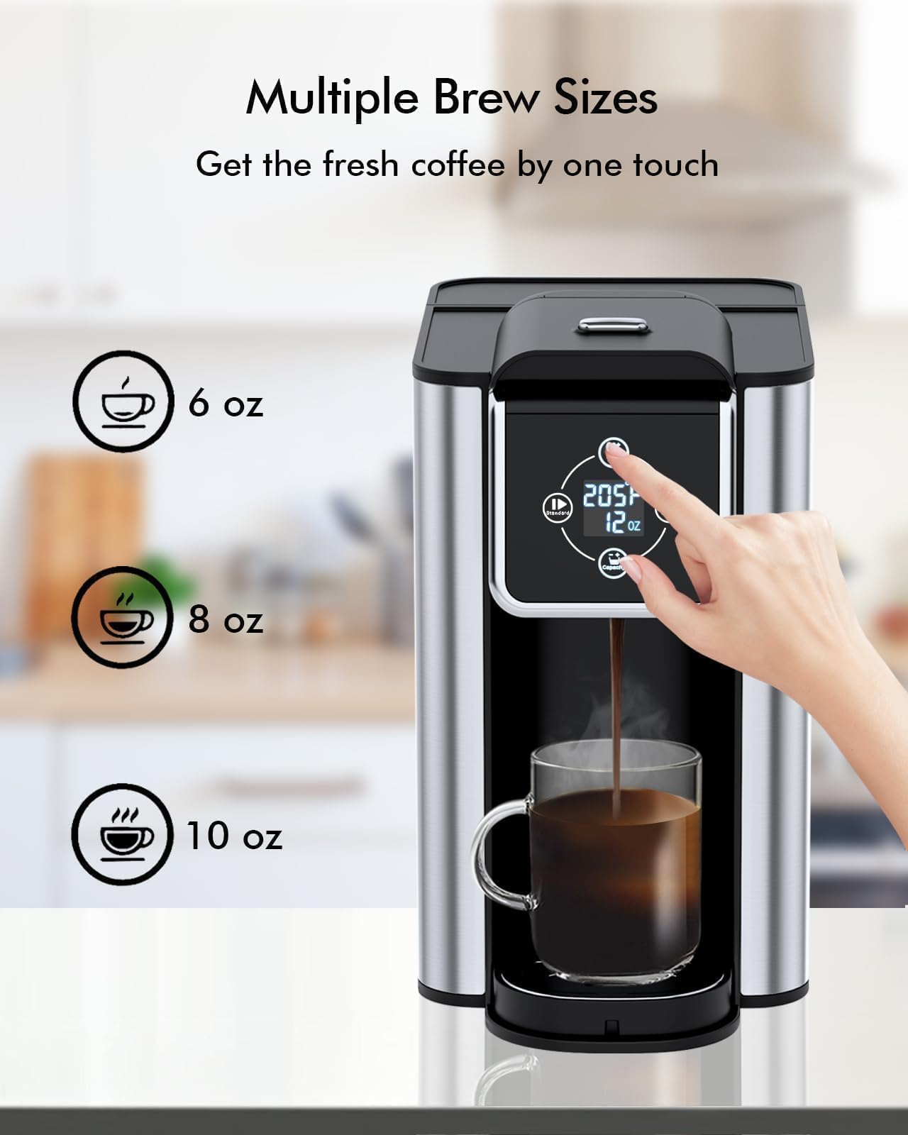 SIFENE 3-in-1 Single Serve Coffee Maker for K-pods, Ground Coffee, and Loose Leaf Tea, Custom Temperature and Strength Control, Quick Brew with Large 50oz Reservoir