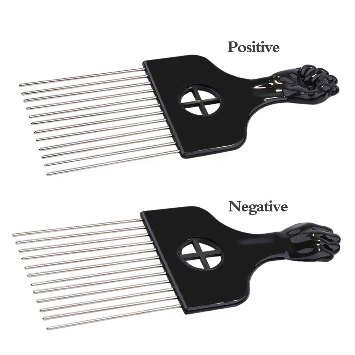 2 Pack Afro Pick, Hair Pick, Metal Pick Comb, Detangle Wig Braid Hair Styling Comb, Hair Comb Pick