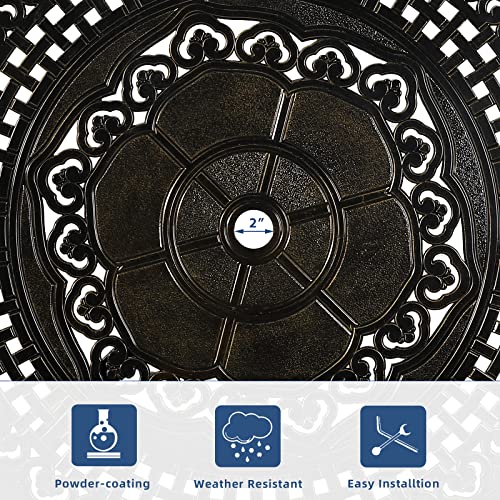Onlyeah 5 Pieces Outdoor Furniture Dining Set, All-Weather Cast Aluminum Round Patio Table with Umbrella Hole and 4 Cushioned Dining Chairs for Patio Garden Deck, Retro Pattern Design