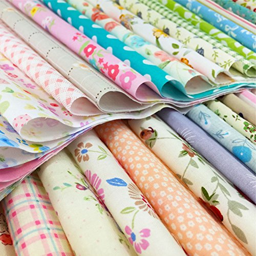 flic-flac Quilting Fabric Squares 100% Cotton Precut Quilt Sewing Floral Fabrics for Craft DIY (4 x 4 inches, 240pcs)