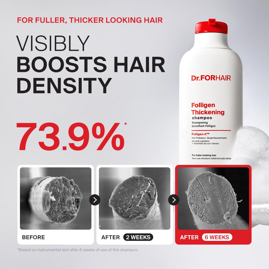 Dr.FORHAIR Folligen Thickening Shampoo 16.9 oz | Biotin, Salicylic Acid & Rosemary | Anti-Breakage | Helps Reduce Hair Loss Due to Breakage | Volumizing for Fuller-Looking Hair