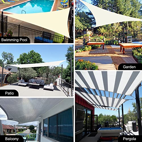 Garden EXPERT 20'x20'x20' Sun Shade Sail Sand Large Triangle Canopy Sail Shade Cloth for Patio Garden Outdoor Backyard