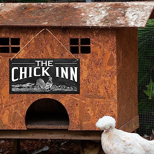 Chicken Coop Wood Sign Decor, Farmhouse Farm Sign Decoration for Chicken Coop Outdoor Hen Den House Decor, Kitchen Dining Room Farmhouse Decor Sign, The Chick Inn