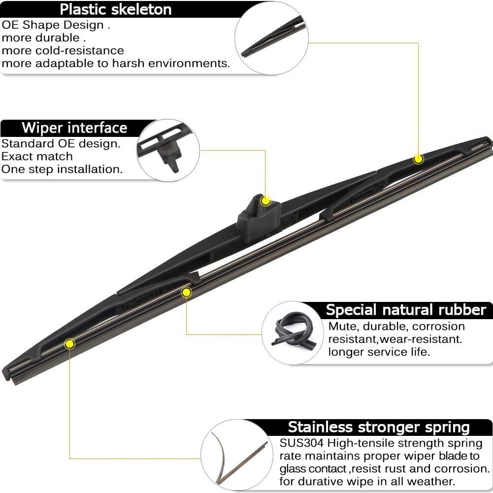 AUTOBOO Replacement for Honda Pilot Rear and Front Windshield Wiper Blade 2009-2015,3 Pieces 22"+21"+14 inch…