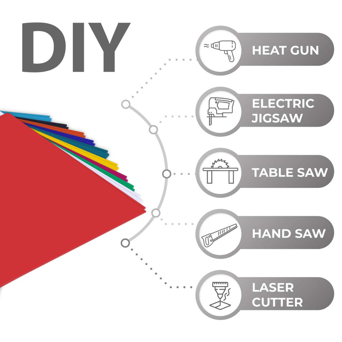 XLNT TECH 20 Pieces & 10 Colors Cast Acrylic Sheets 12" x 20" x 0.118" Opaque (no-Transparent) Plastic Sheet for Crafts, Signs, DIY Projects.