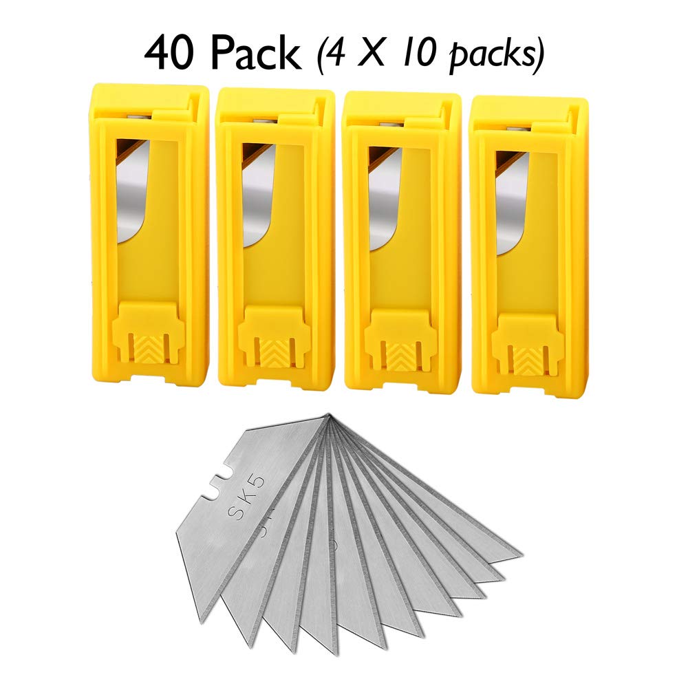 Utility Knife Blades/Box Cutter Blades/Replacement Blades/Razor BladesThicken SK5 Steel Standard Size 40-Pack & Dispenser