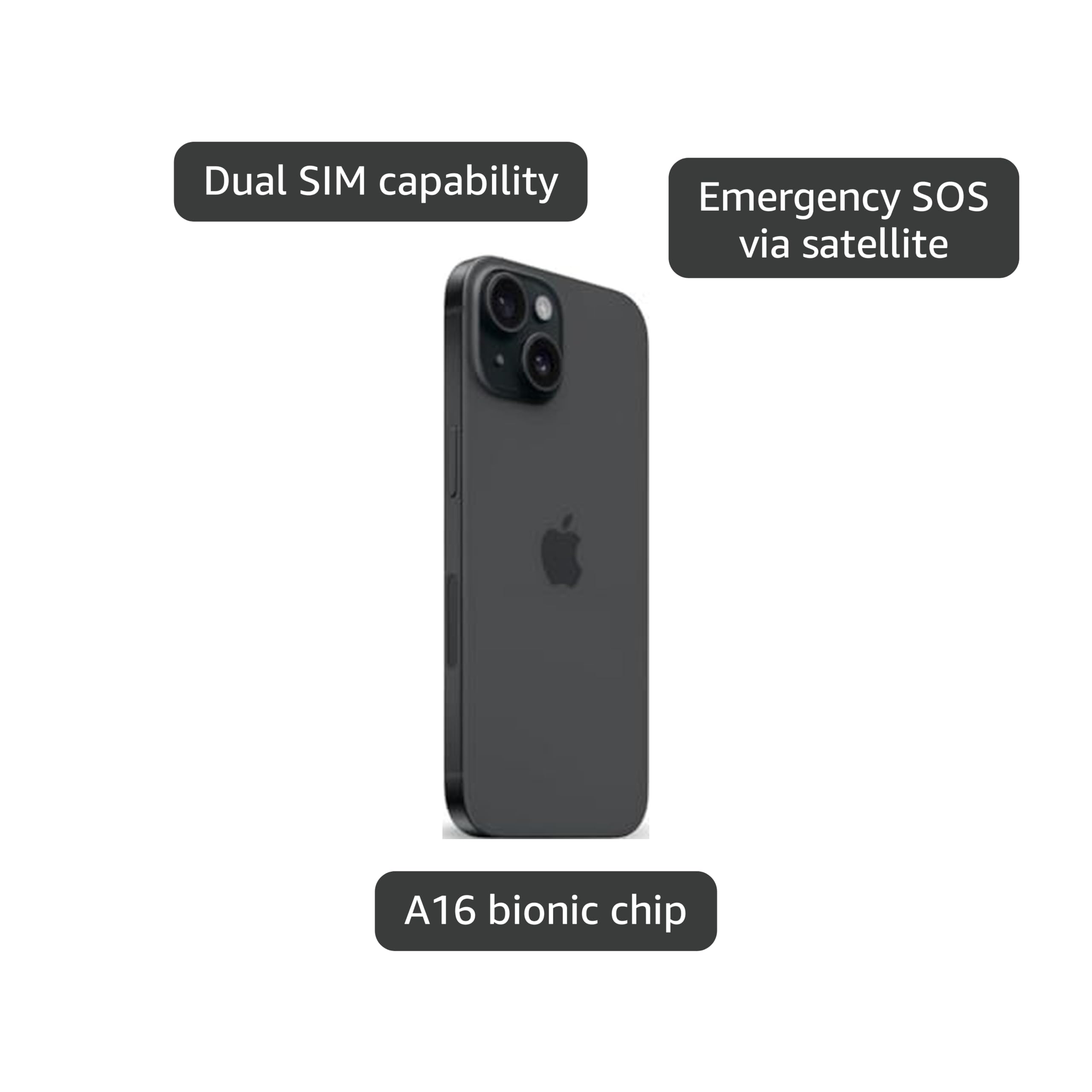 Apple iPhone 15, 128GB, Black - Unlocked (Renewed Premium)