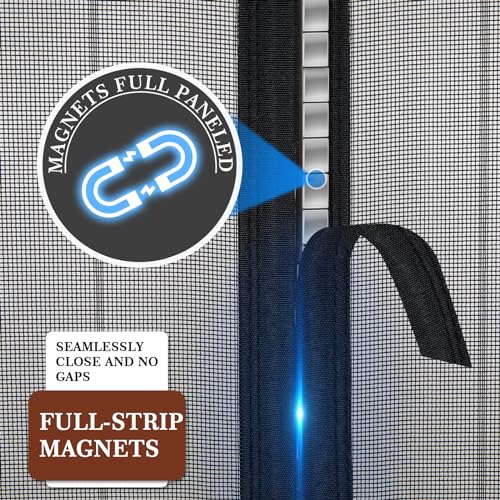 Yotache Magnetic Screen Door Fits Door Size 30 x 80, Screen Size 32" x 81", New Series Full Strip Magnets Reinforced Mesh Door Screen Magnetic Closure for Front Patio Back Door