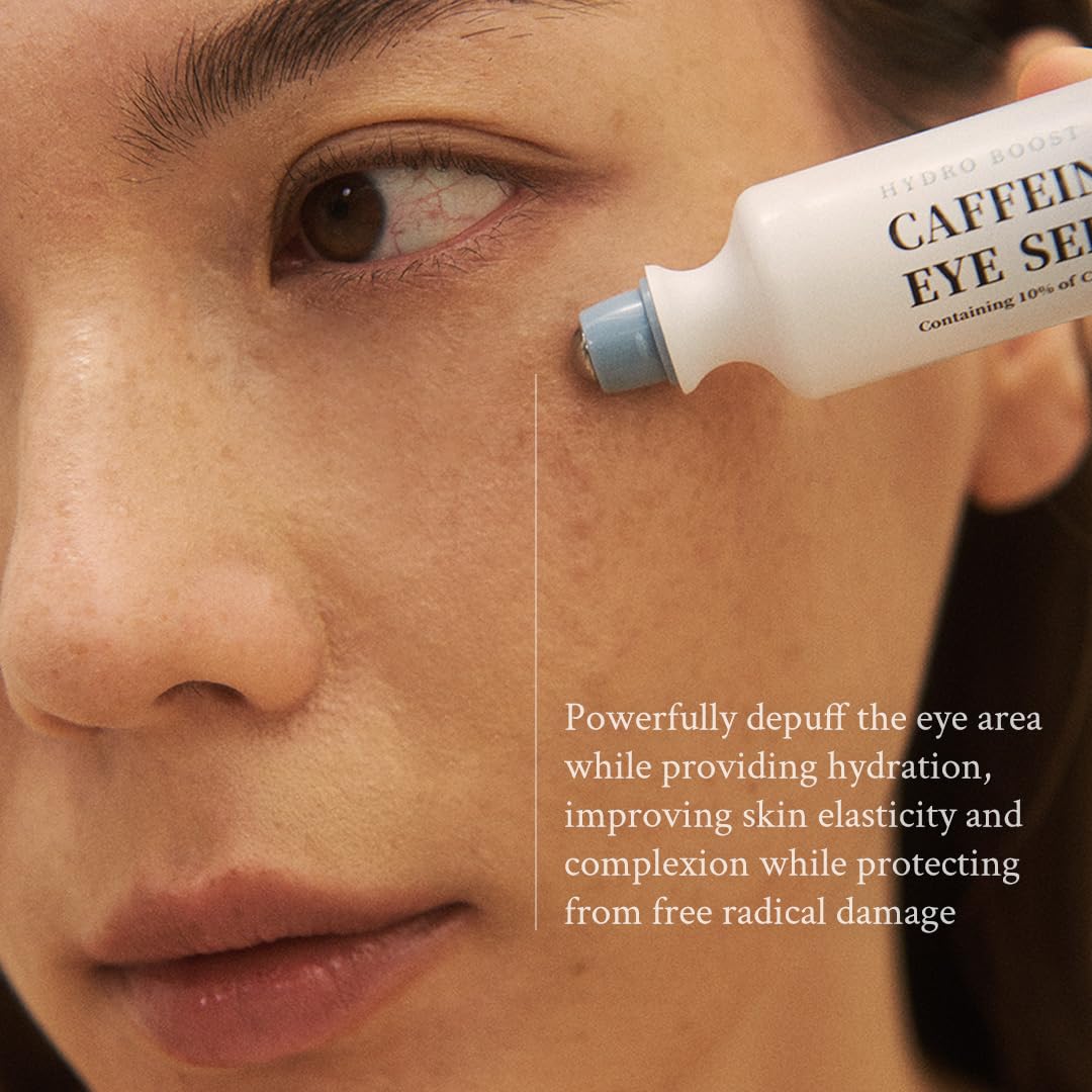 VILLAGE11FACTORY Hydro Boost Caffeine Eye Serum (0.33 fl.oz./10ml) - With 10% Caffeine Solution, Niacinamide & Hexapeptide-8, Depuff, Elasticity, Antiwrinkle and Brightening