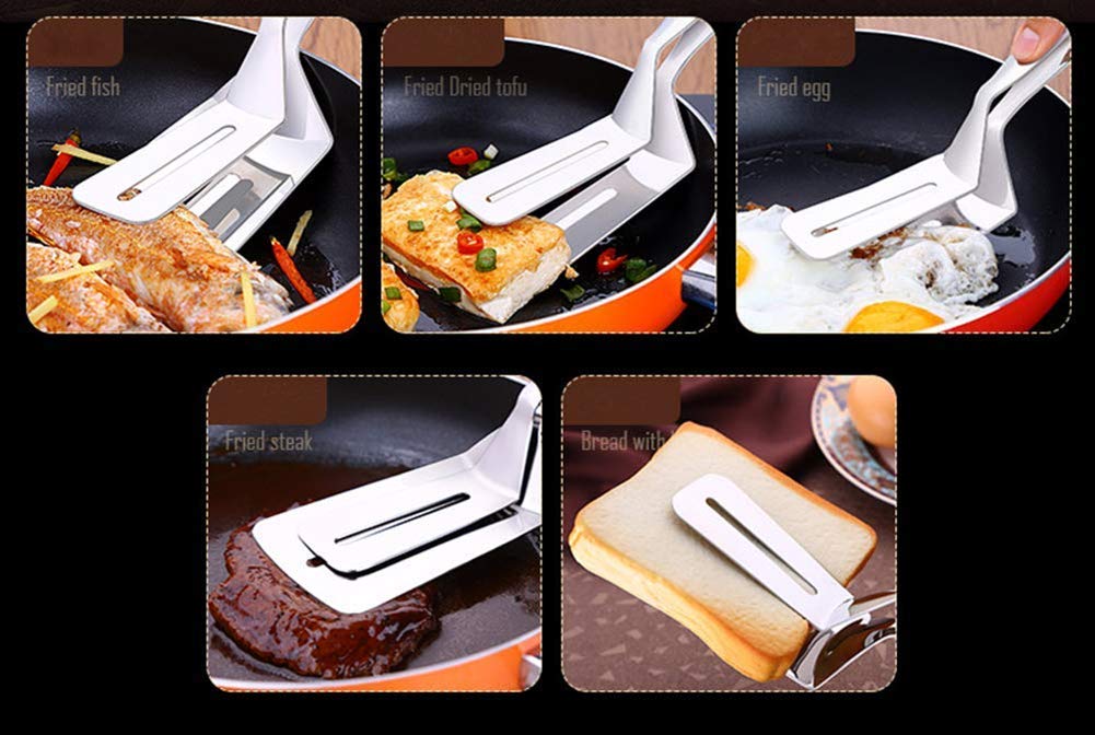 304 Kitchens Tongs 11 Inch 1 Pack Premium Stainless Steel Multipurpose Gripper Bread Clip/Steak Clamps/Fried Steak Clamp/Barbecue Tongs/Beefsteak Turner Flipper