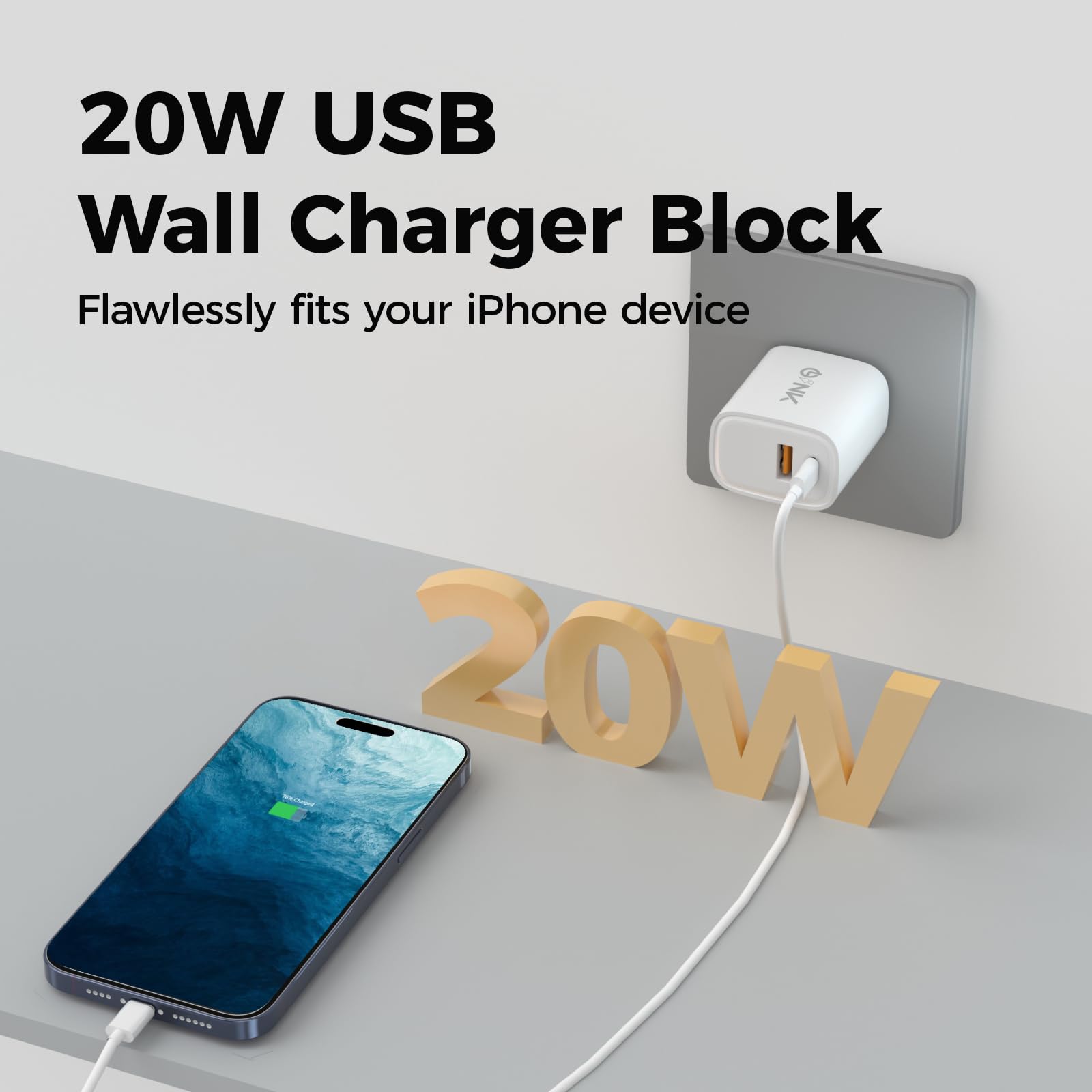 OLINK 20W Fast Charging Dual Port Power Adapter(USB A+Type C), Universal Compact USB Charger Block for iPhone 15/14/13/12/11/X/8 Pro Max, iPad Pro/Air, Airpods, Apple Watch, Samsung Galaxy