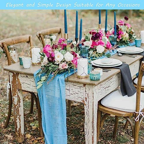 12 Pack 13Ft Cheesecloth Table Runner 35x157 Inch Boho Gauze Cheese Cloth Long Rustic Table Runner for Wedding Bridal Shower Birthday Party Table Decor (Dusty Pink)