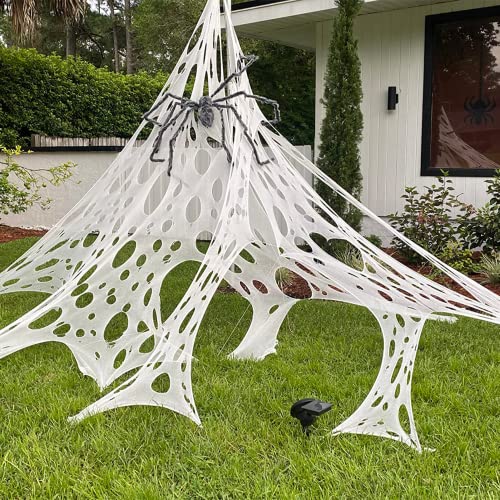 DAZONGE Spider Webs Halloween Decorations, Stretchy Beef Netting Halloween Spider Web, Spooky Spider Web Decorations for Halloween Party, Haunted House