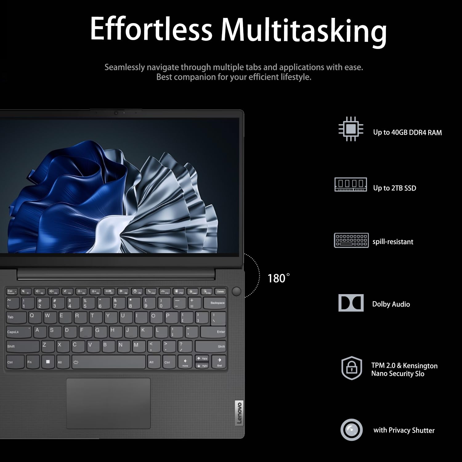 Lenovo V14 Gen 4 Business Laptop, 14" FHD Anti-Glare, Intel 10-Core i7-1355U, 24GB RAM, 1TB SSD, Webcam with Privacy Shutter, Wi-Fi 6, HDMI, Windows 11 Pro, Black, Bundle with Wireless Mouse