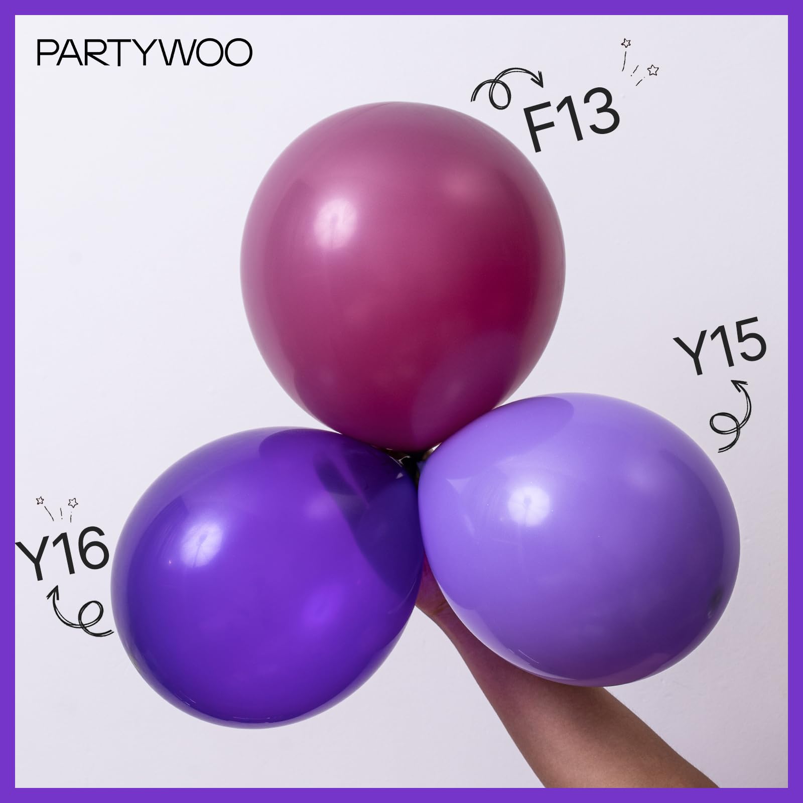PartyWoo Dark Purple Balloons 110pcs Different Sizes 18 12 10 5 Inch Pack 22 Inch Purple Starburst Spike Star Explosion Foil Mylar Balloon Arch Kit for Birthday Wedding Party Decorations Purple-Y16