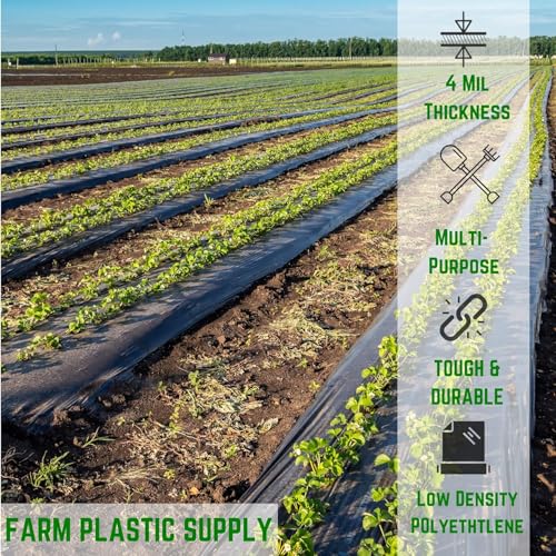 Farm Plastic Supply - Black Plastic Sheeting - 4 mil - (3' x 100') - Black Plastic Tarp, Polyethylene Vapor Barrier Plastic Sheeting, Black Painters Tarp, Roll of Heavy Duty Plastic