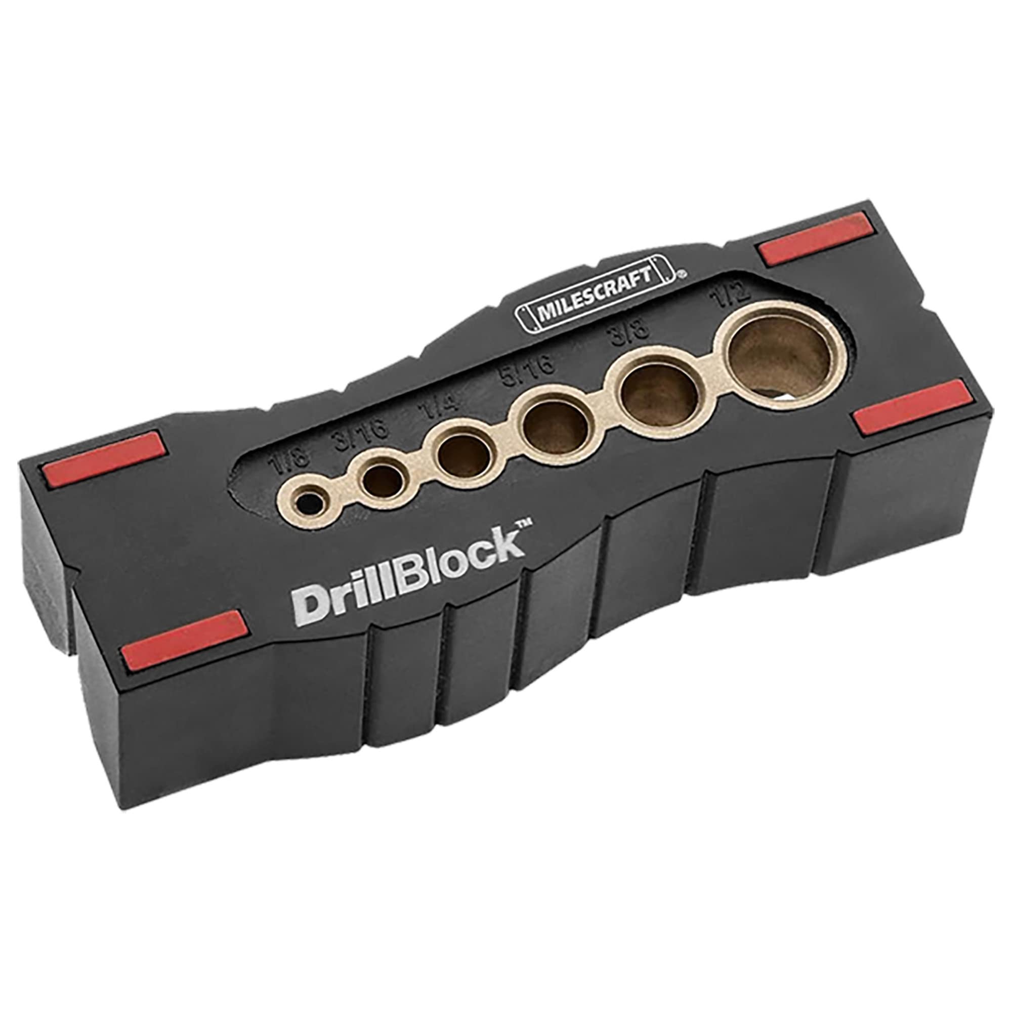 Milescraft 1312 Drill Block - Handheld Drilling Guide, Drilling Jig with Drill Guides for 6 of the Most Common Drill Bit Sizes, Precision Drilling Tool Accessory