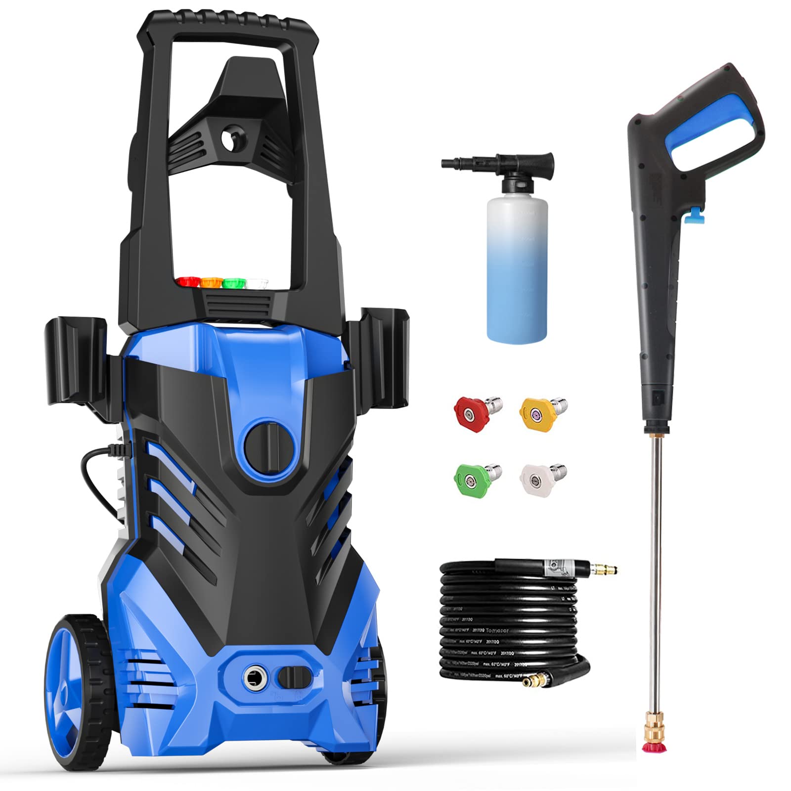 Pecticho Electric Pressure Washer 4200PSI 3.2 GPM Power Washer with Smart Control and 3 Levels of Adjustment, 4 Nozzles, Foam Cannon and Spray Gun for Effortlessly Cleaning Cars, Fences, Gardens