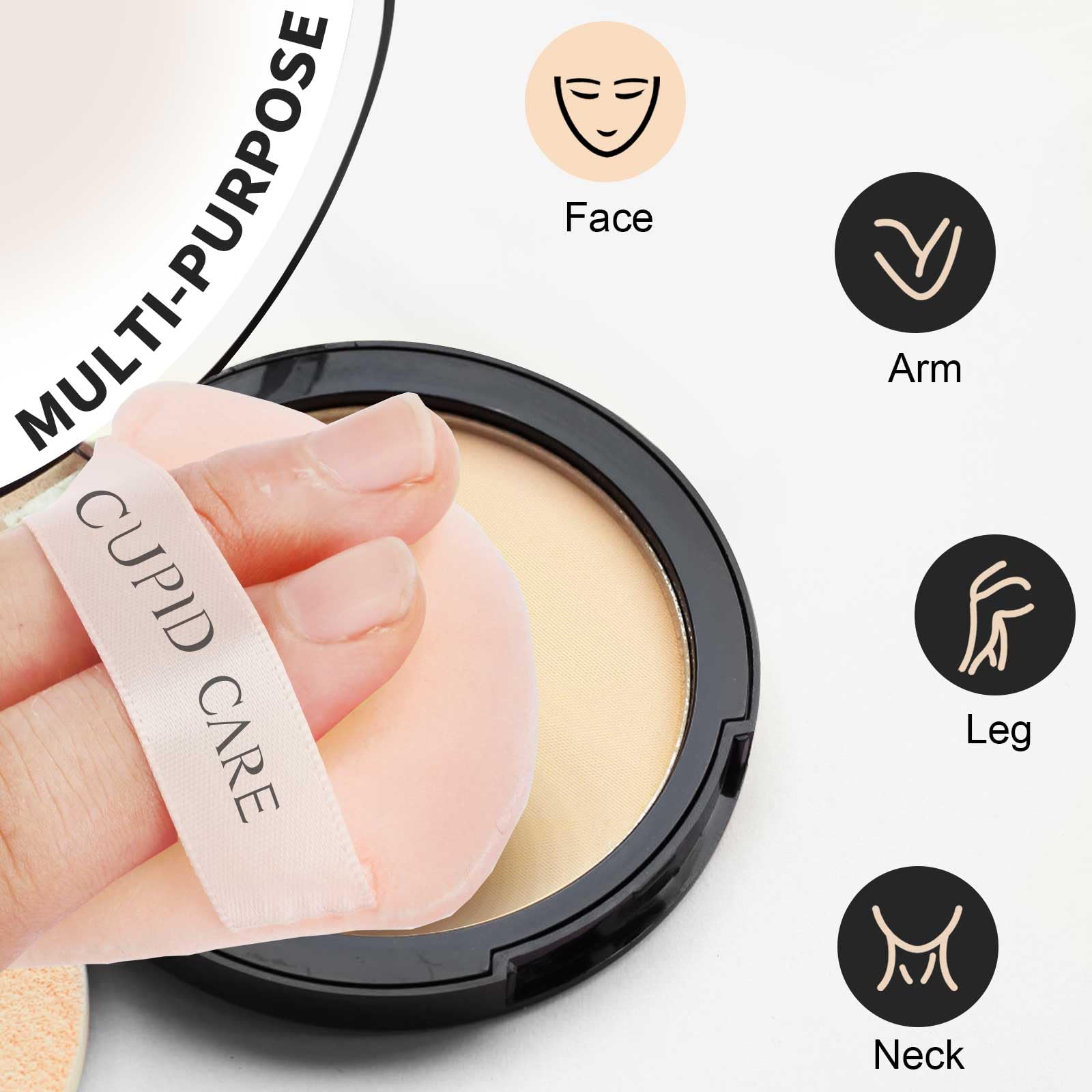 CUPID CARE 6 Pcs Triangle Powder Puff with 2 Travel Cases, Setting Powder Puffs for Face Powder and Foundation, Velour Makeup Puff for Loose Powder Body Powder, Skin-Friendly, Beauty Makeup Tools