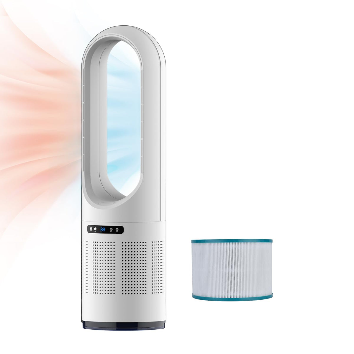 3 IN 1 Tower Fan, 31.5Inch Cooling & Heating Bladeless Fan, Floor Fan Combo 80° Oscillating with Remote, 8H Timer for Indoor, Bedroom, Home Office Room(White)