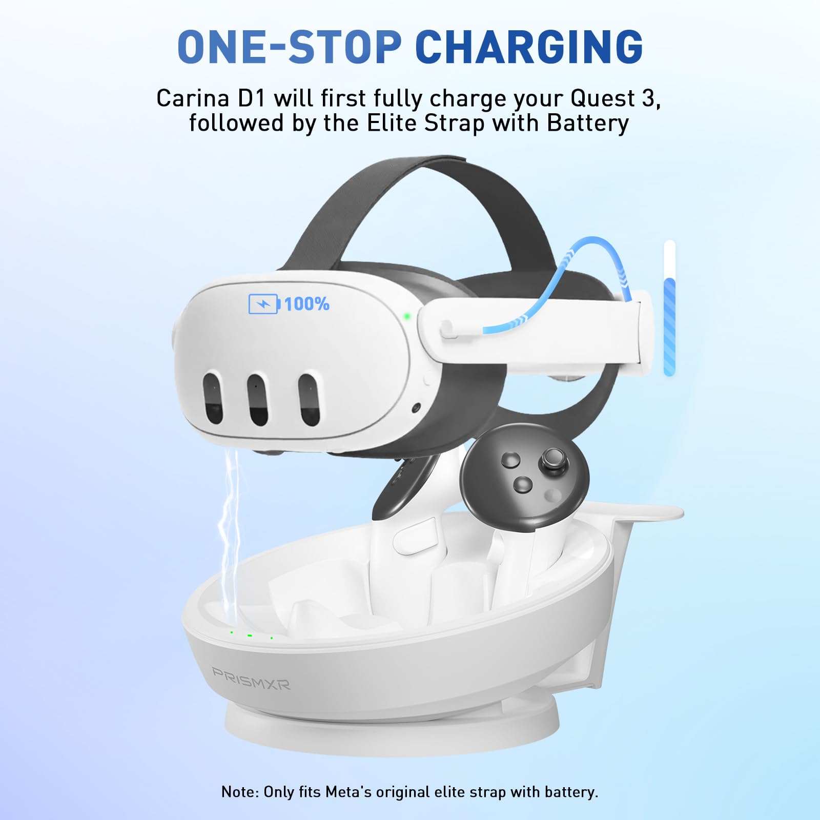 PRISMXR Charging Dock Compatible with Meta Quest 3 Accessories Fast Charging Station for Oculus Quest 3 and Controllers with 2 Rechargeable Batteries (Carina D1)
