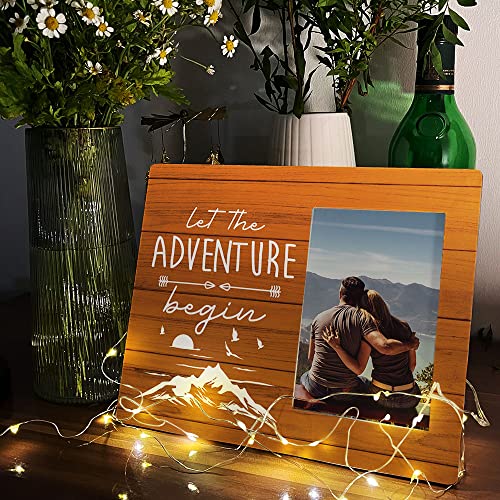 Engagement Wedding Picture Frame Gifts, Let The Adventure Begin, Romantic Wedding gifts for or Couples Wife Husband, Valentine's Day Gifts for Her Hhim Girlfriend Boyfriend, Retired Gifts