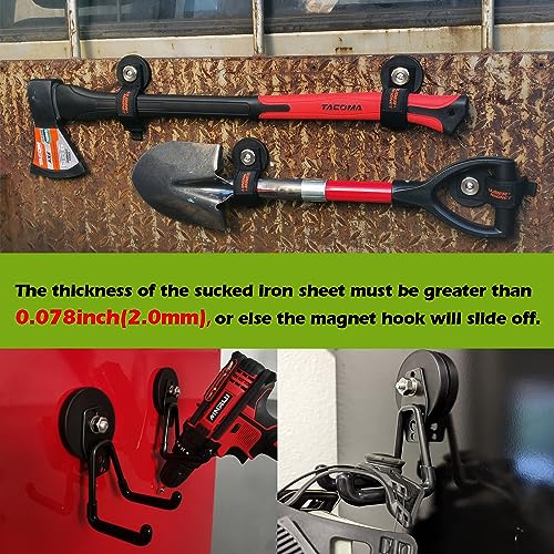 ULIBERMAGNET Heavy Duty Large Garage Magnet Hooks, 2 Pack Strong Storage Utility Magnetic Hooks with Anti-Slip Coating for Indoor & Outdoor Hanging (Orange)