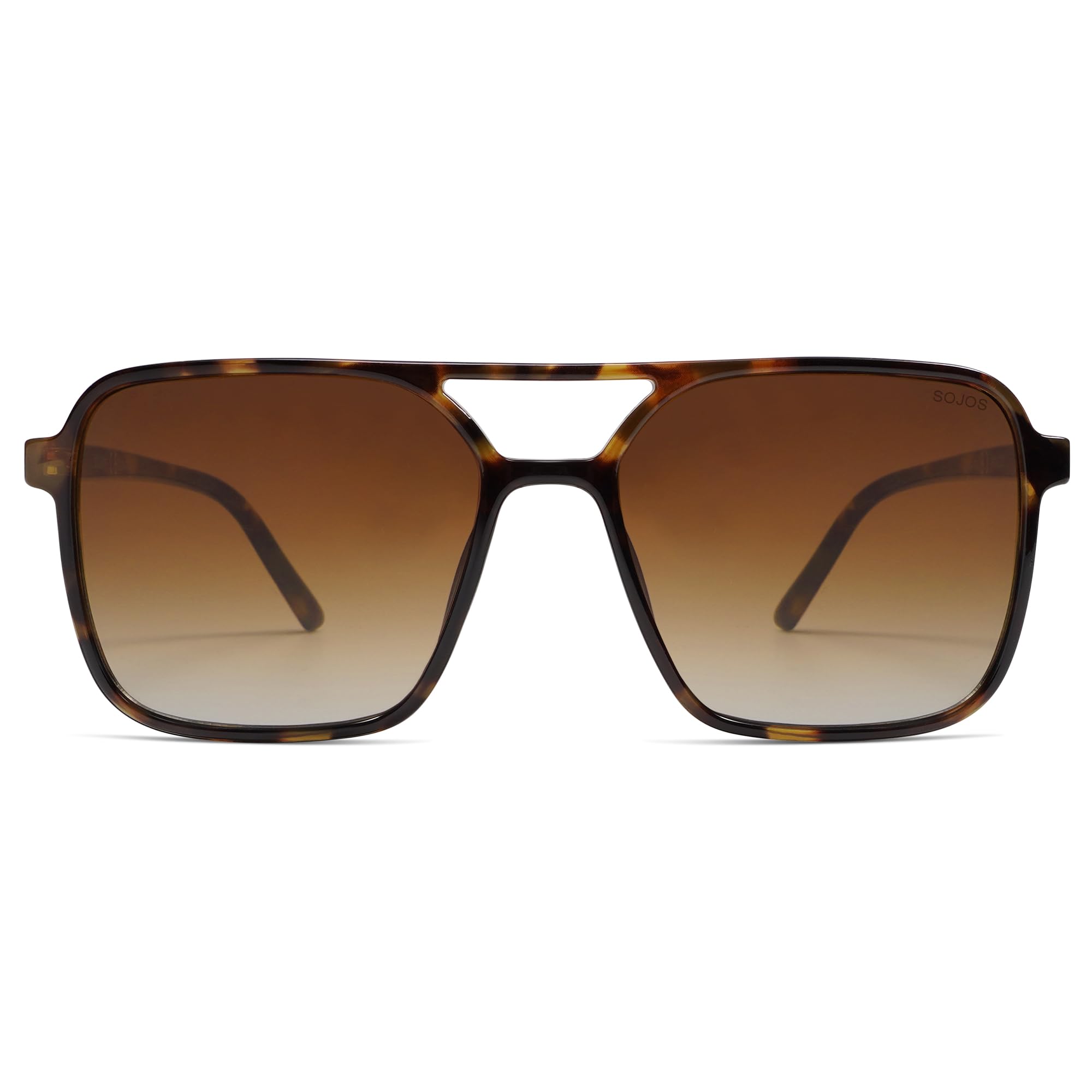 SOJOS Trendy Vintage Aviator Square Sunglasses For Womens Mens Retro 70s UV400 Women Sun Glasses SJ2327 Leopard Brown Grading Lens