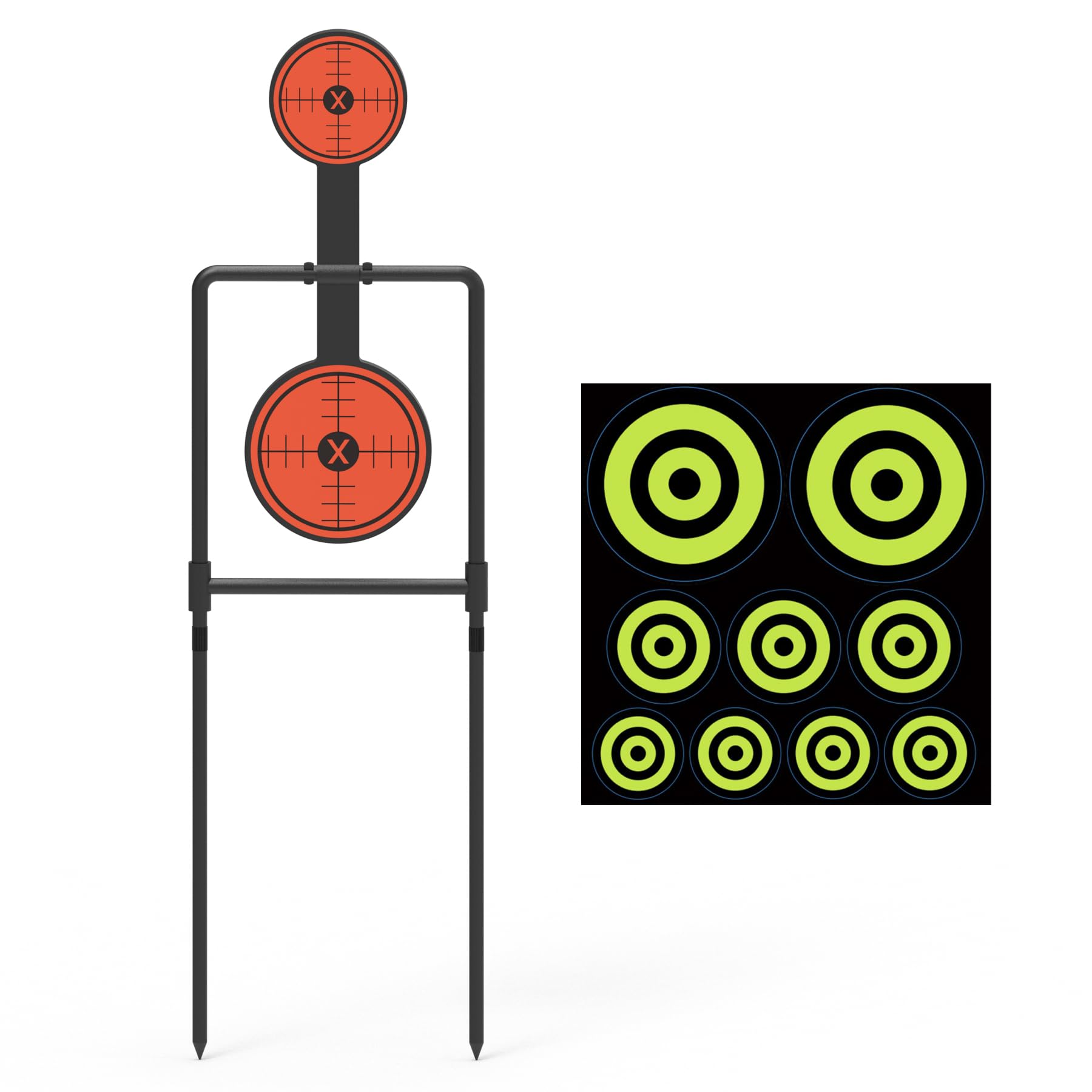 KNINE OUTDOORS 3/8 Inch Thick Double Spinner Shooting Target - Auto Reset Steel Target up to .44 Magnum Centerfire Handguns