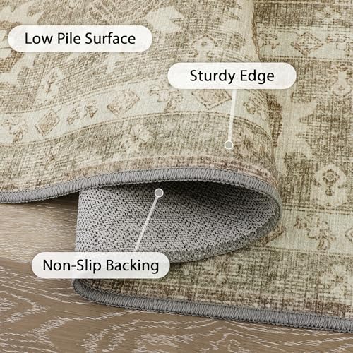 BEIMO 2x3 Rugs for Entryway, 2x3 Area Rugs Non Slip for Bedroom ,Machine Washable Ultra-Thin Print Boho Vintage Aesthetic Carpet, Low Pile Mat with Non Slip Rubber Backing, Distressed Gray