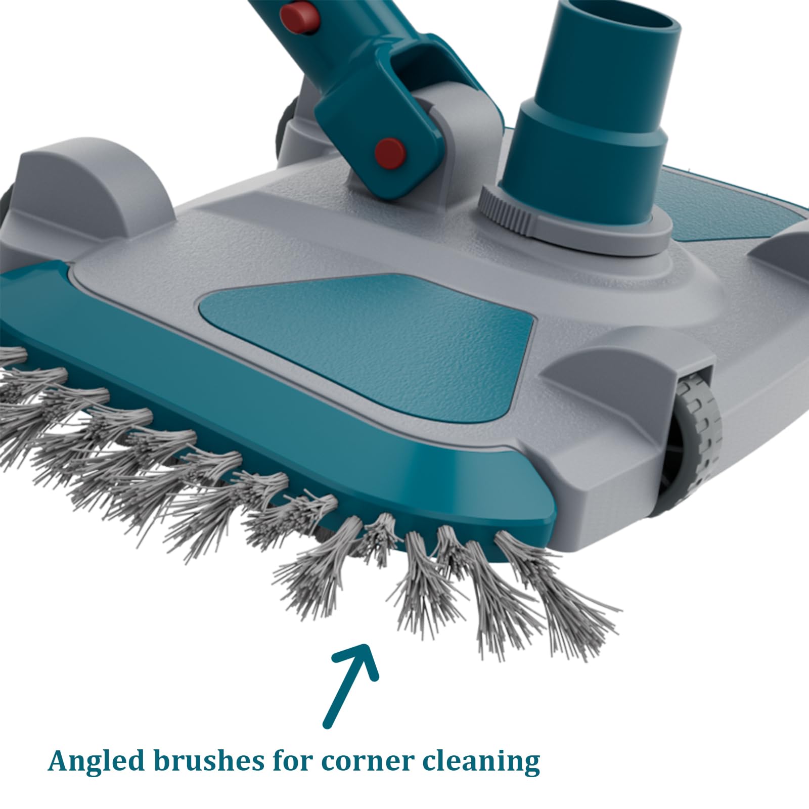 Updated Weighted Rectangle Pool Vacuum Head with Side Nylon Bristles, Swivel Hose Connection - Connect 1-1/4", 1-1/2" Hose for Inground & Above Ground Pools