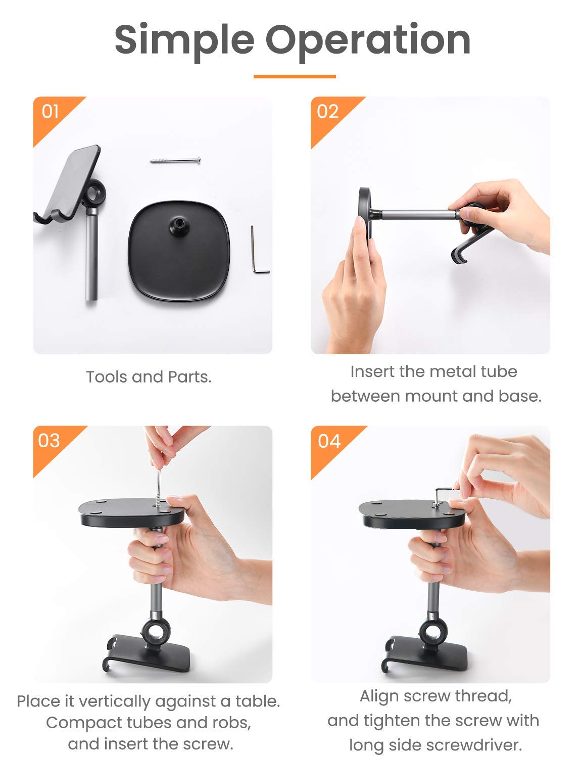 LISEN Cell Phone Stand Adjustable Phone Holer for Desk, Computer Office Desk Accessories for iPhone 16 Holder Women Kitchen Essentials Fits All Mobile Phones Switch Kindle iPads Tablet 4-10in