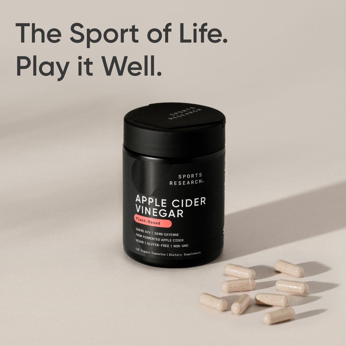 Sports Research Apple Cider Vinegar with Cayenne Pepper | Made from Organic Fermented Apple Cider - Non-GMO Project Verified & Vegan Certified (120 Veggie Capsules)