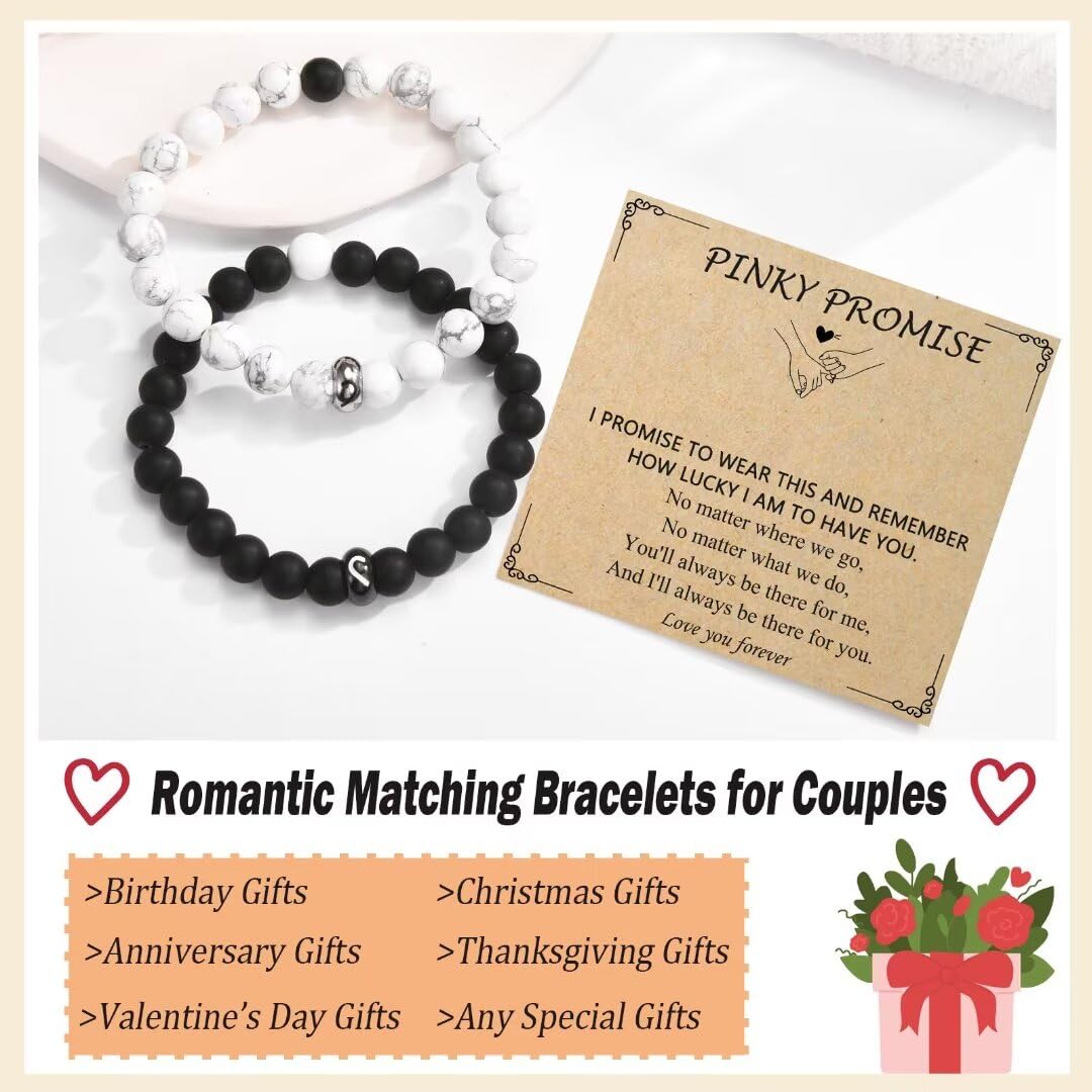 OAVOOK Gifts for Girlfriend Matching Couples Bracelets Long Distance Friendship Bracelet Birthday Gifts for Girlfriend Anniversary, Christmas Gifts for Women, Gf