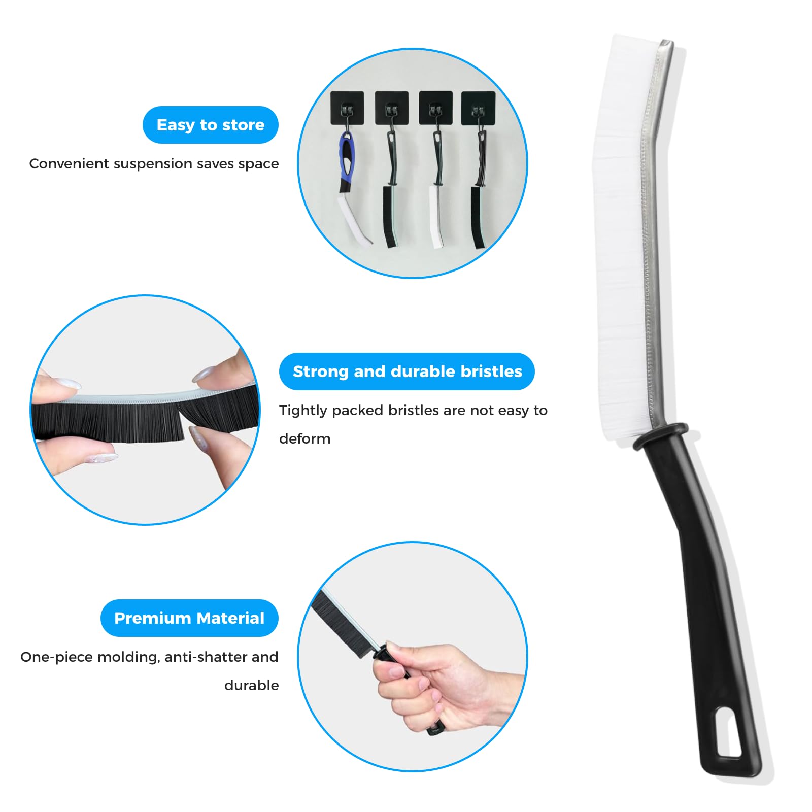 5-in-1 Crevice Cleaning Brush Set with Dual-Edge Scraper - Multifunctional Gap Cleaner Brushes for Kitchen, Bathroom, Window Tracks, and Car Detailing